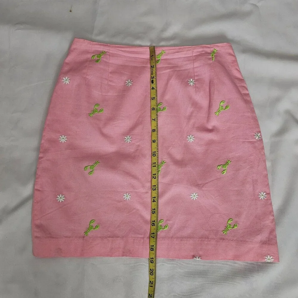 Lilly Pulitzer Women's Light Pink Daisy Lobster Embroidered A-Line Skirt Size 8 - Picture 16 of 16